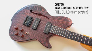 Custom NECK THROUGH Guitar Build from scratch full build no talking [upl. by Efthim]