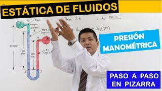 PROBLEMA DE ESTÁTICA DE FLUIDOS  MANÓMETRO DIFERENCIAL PRESIÓN MANOMÉTRICA [upl. by Bevash976]