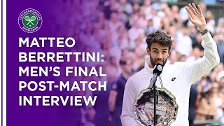 Matteo Berrettini Mens Final PostMatch Interview  Wimbledon 2021 [upl. by Rosalyn611]