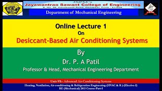 Lecture 6 1 Desiccant Based Air Conditioning Systems [upl. by Lewert87]